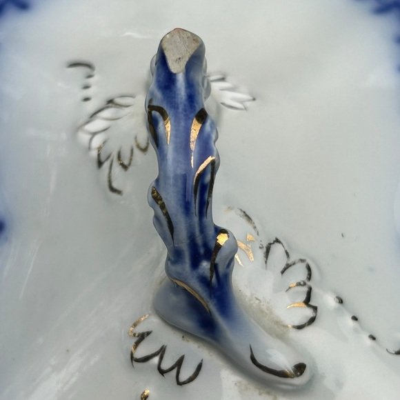 RARE Wood & Sons Antique Flow Blue "Lakewood" Footed Covered Dish 1891-1907 - Picture 11 of 13